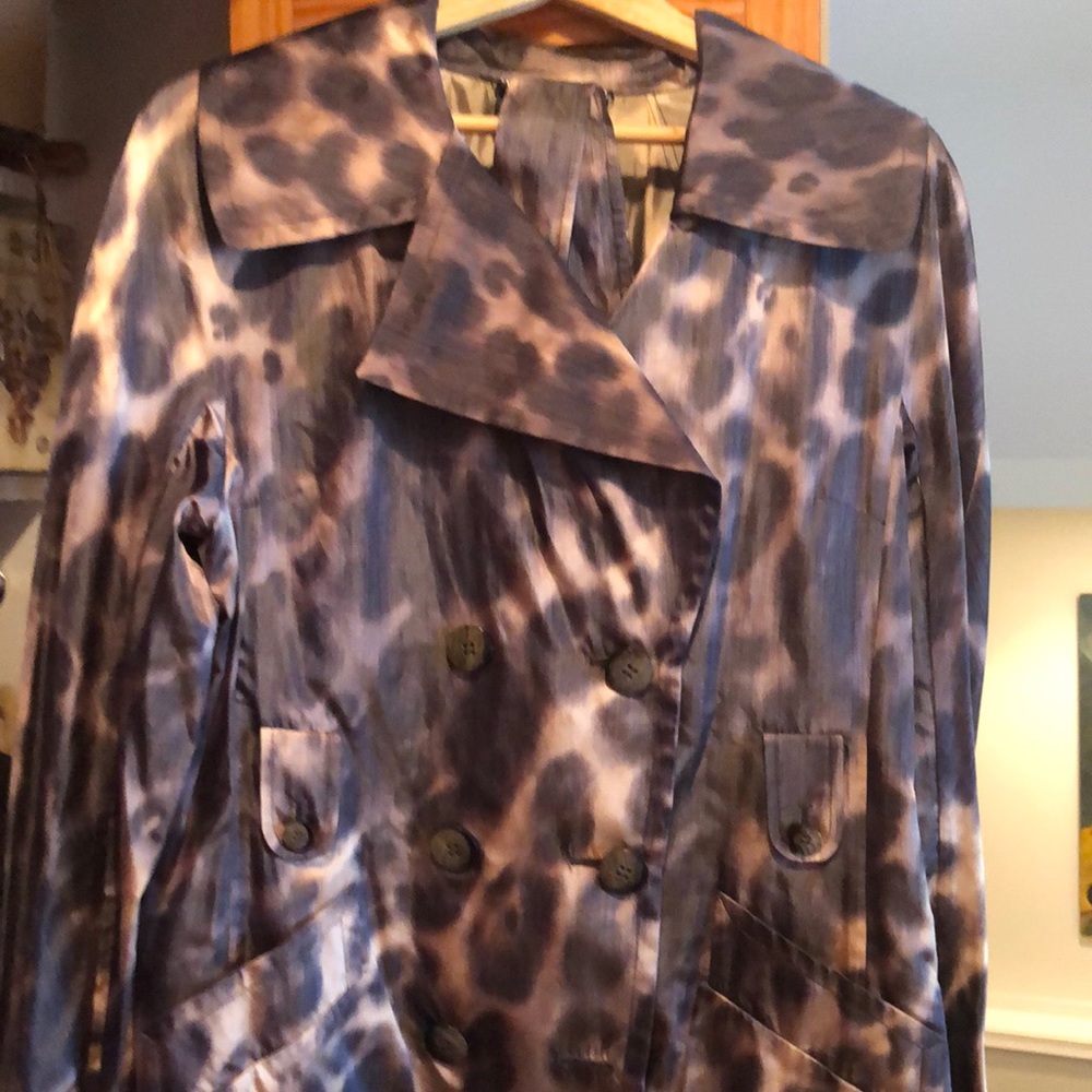 St. John Couture lightweight animal print trench coat
